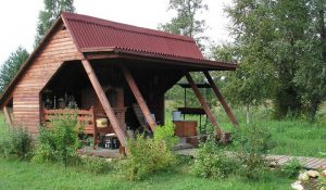 Летняя кухня на даче с барбекю